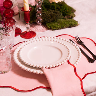 PINK AND RED CLOUD EMBROIDERED PLACEMATS & NAPKINS