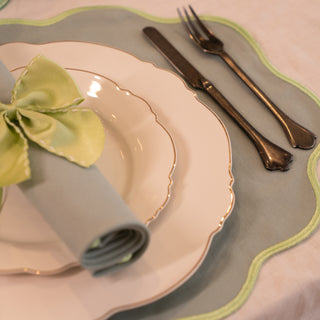 GREEN AND BLUE CLOUD EMBROIDERED PLACEMATS & NAPKINS