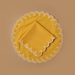 YELLOW EMBROIDERED PLACEMATS & NAPKINS