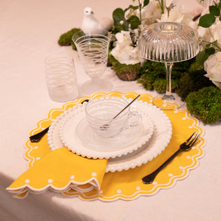 YELLOW EMBROIDERED PLACEMATS & NAPKINS